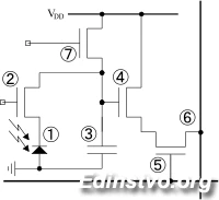 Эквивалентная схема ячейки КМОП-матрицы